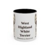 11oz West Highland White Terrier Latin Mug, Black, front view
