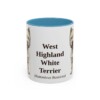 11oz West Highland White Terrier Latin Mug, Light Blue, front view