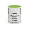11oz West Highland White Terrier Latin Mug, Light Green, front view
