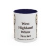 11oz West Highland White Terrier Latin Mug, Navy, front view