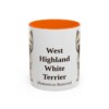 11oz West Highland White Terrier Latin Mug, Orange, front view