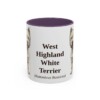 11oz West Highland White Terrier Latin Mug, Purple, front view