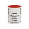 11oz West Highland White Terrier Latin Mug, Red, front view
