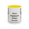11oz West Highland White Terrier Latin Mug, Yellow, front view