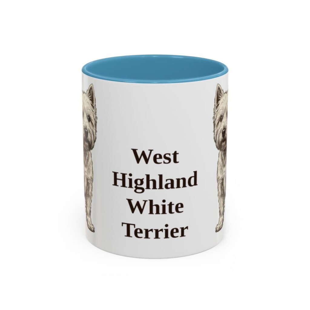 11oz-west-highland-white-terrier-mug-light-blue 11oz West Highland White Terrier Mug, Light Blue, front view