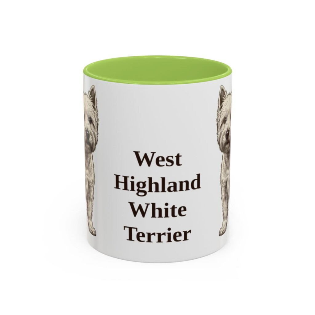 11oz-west-highland-white-terrier-mug-light-green 11oz West Highland White Terrier Mug, Light Green, front view