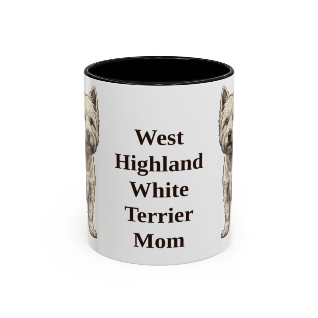 11oz West Highland White Terrier Dog Mom Mug, Black, front view