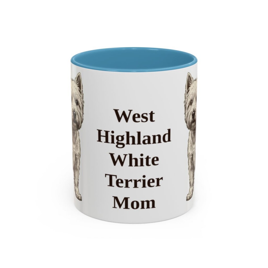 11oz West Highland White Terrier Dog Mom Mug, Light Blue, front view