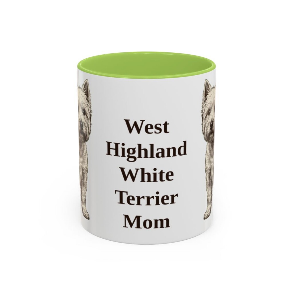 11oz West Highland White Terrier Dog Mom Mug, Light Green, front view