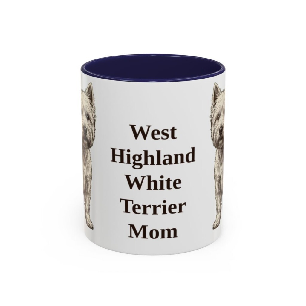 11oz West Highland White Terrier Dog Mom Mug, Navy, front view