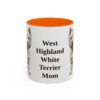 11oz West Highland White Terrier Dog Mom Mug, Orange, front view