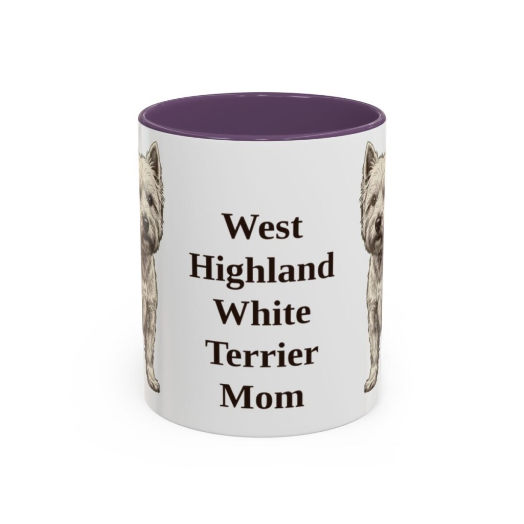 11oz West Highland White Terrier Dog Mom Mug, Purple, front view