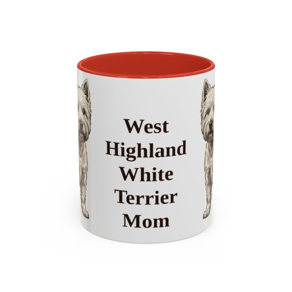 11oz West Highland White Terrier Dog Mom Mug, Red, front view