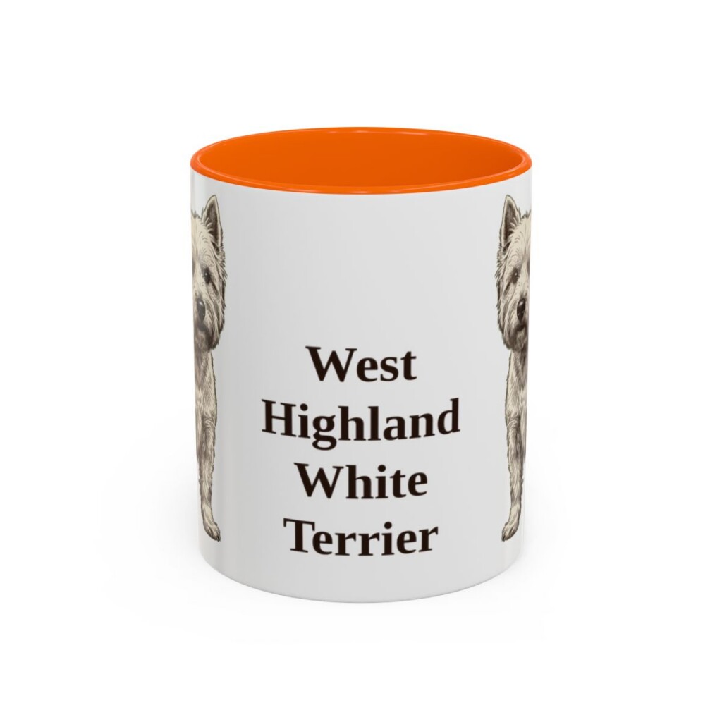11oz-west-highland-white-terrier-mug-orange 11oz West Highland White Terrier Mug, Orange, front view