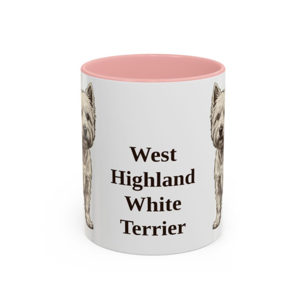 11oz-west-highland-white-terrier-mug-pink 11oz West Highland White Terrier Mug, Pink, front view