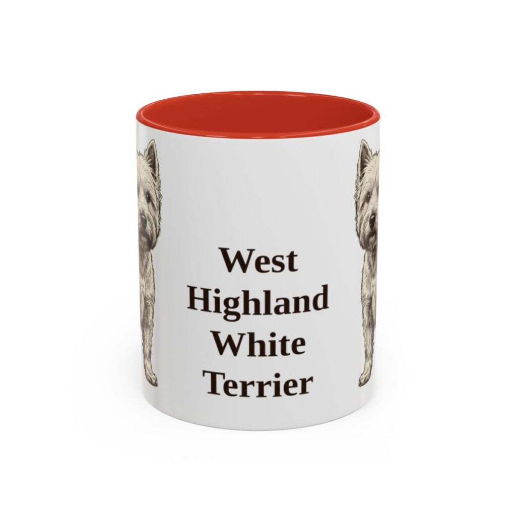 11oz-west-highland-white-terrier-mug-red 11oz West Highland White Terrier Mug, Red, front view