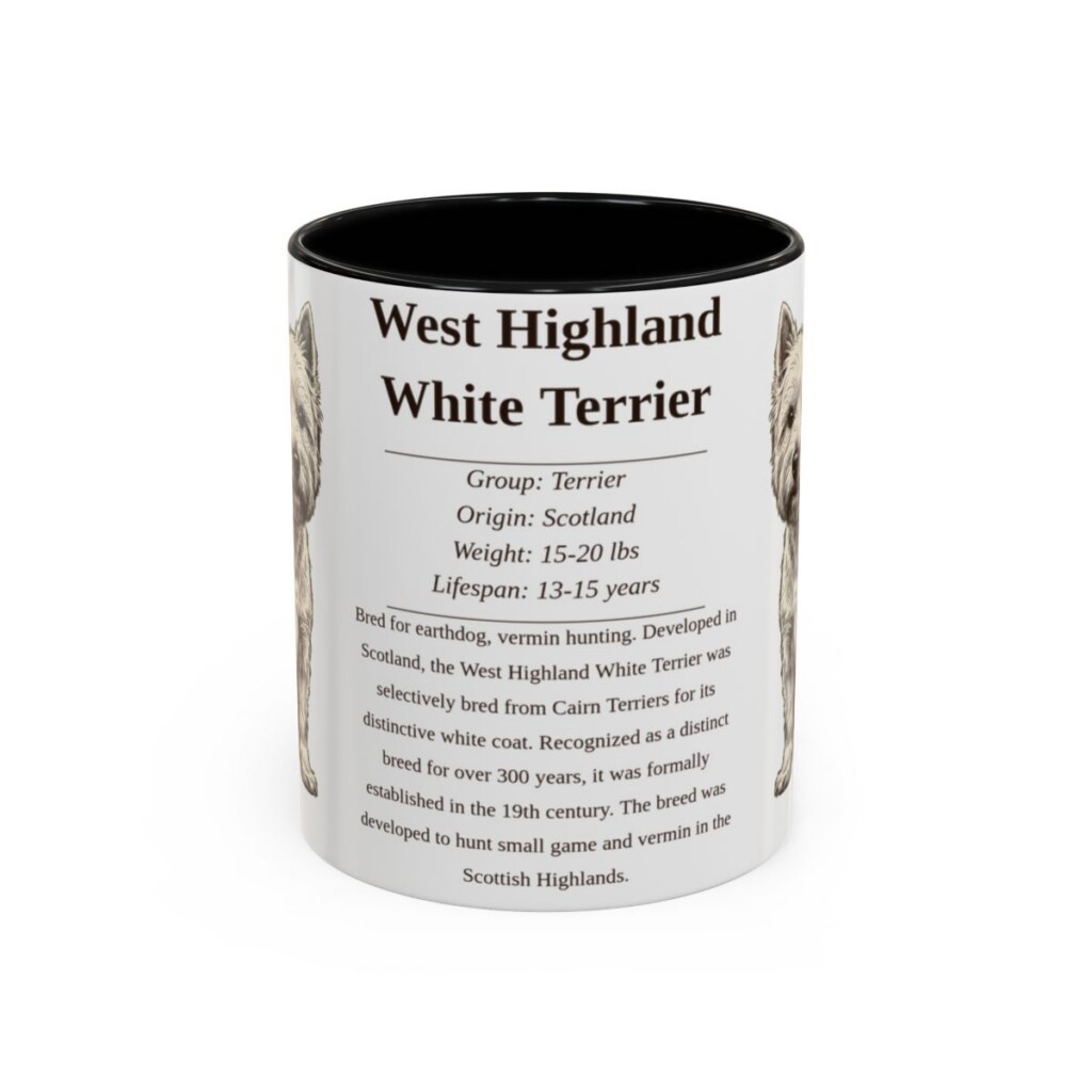 11oz West Highland White Terrier Mug, Black, front view
