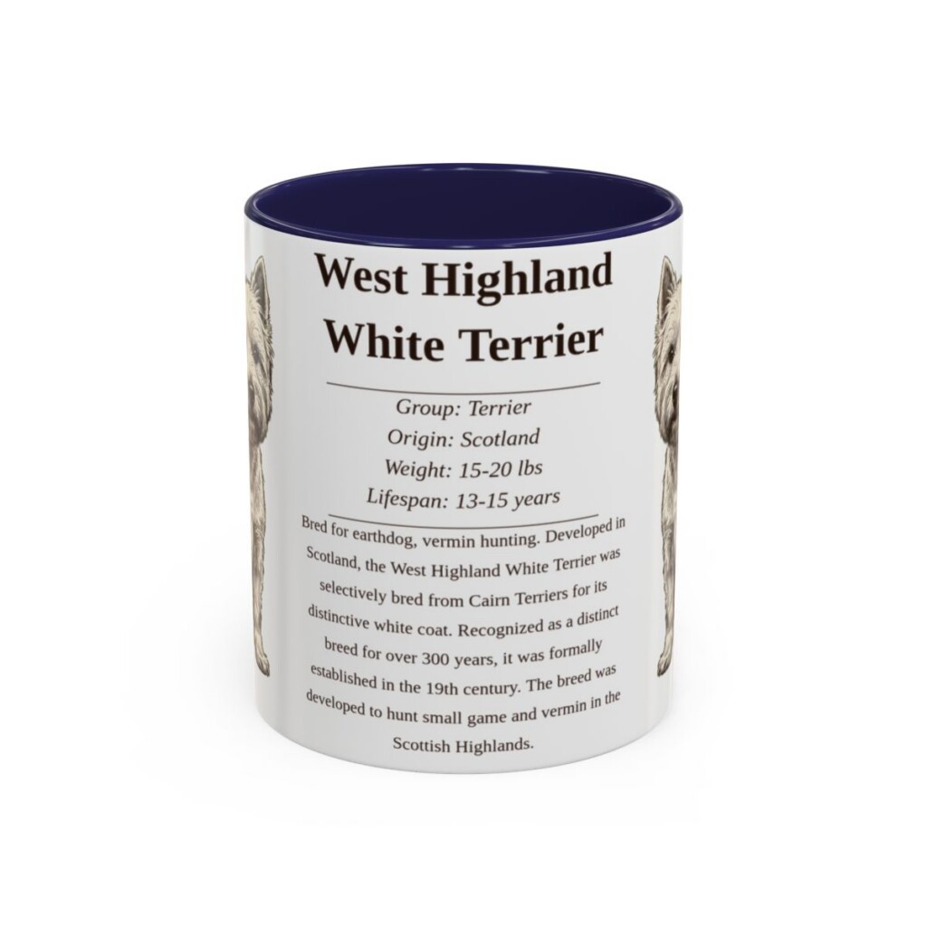 11oz West Highland White Terrier Mug, Navy, front view