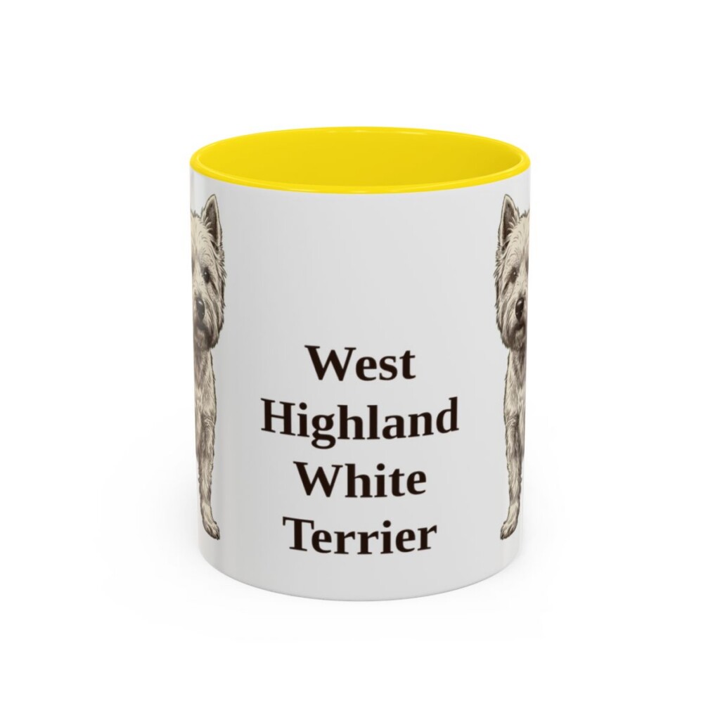 11oz-west-highland-white-terrier-mug-yellow 11oz West Highland White Terrier Mug, Yellow, front view