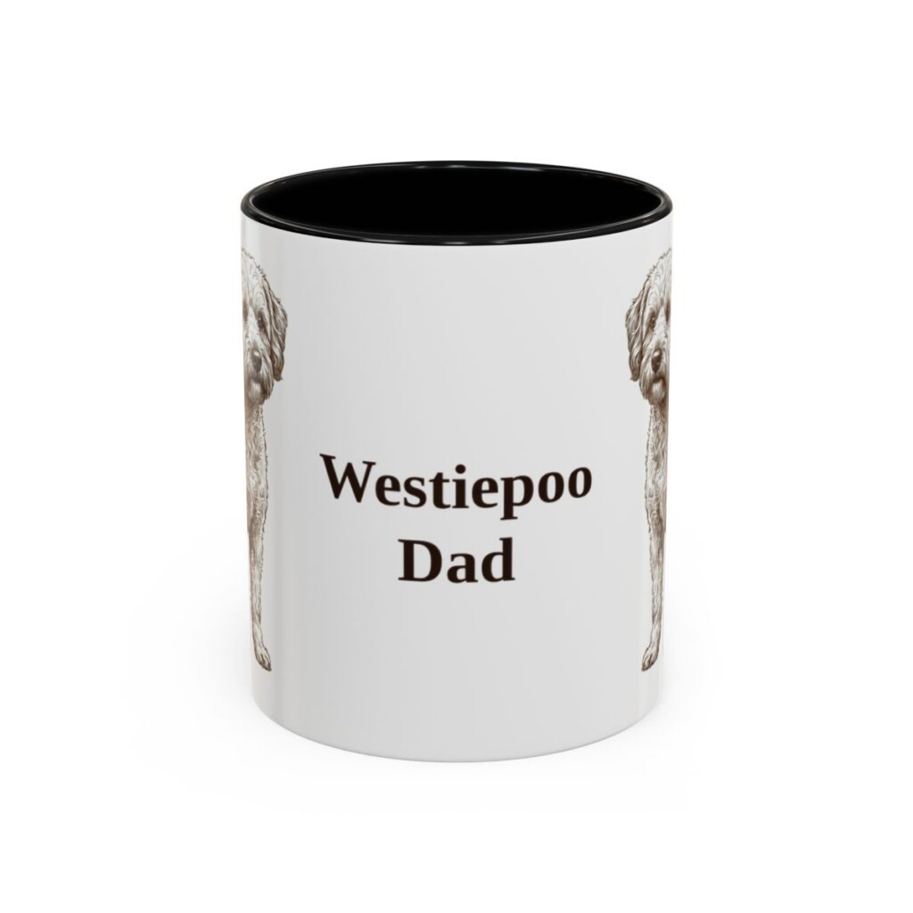 11oz Westiepoo Dog Dad Mug, Black, front view