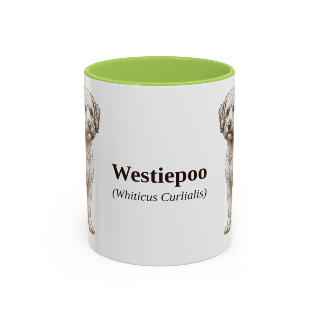 11oz-westiepoo-mug-latin-light-green 11oz Westiepoo Latin Mug, Light Green, front view