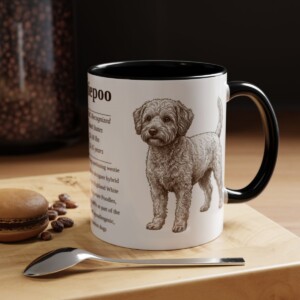 11oz Westiepoo Mug, Black, lifestyle photo