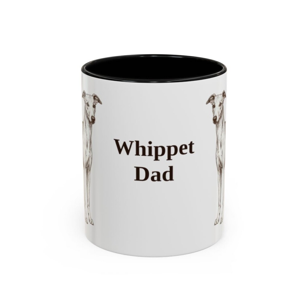 11oz Whippet Dog Dad Mug, Black, front view