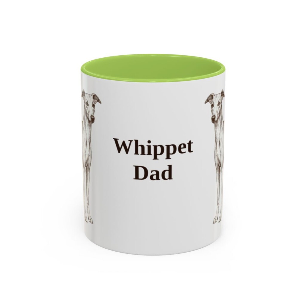 11oz Whippet Dog Dad Mug, Light Green, front view