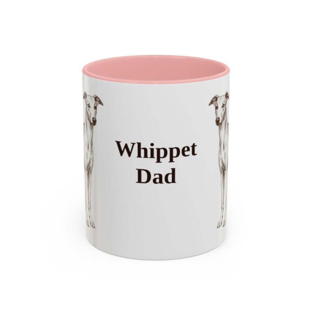 11oz Whippet Dog Dad Mug, Pink, front view