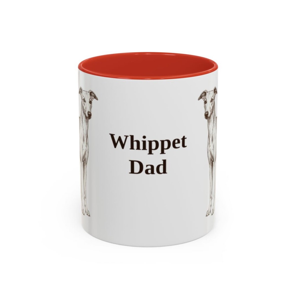 11oz Whippet Dog Dad Mug, Red, front view