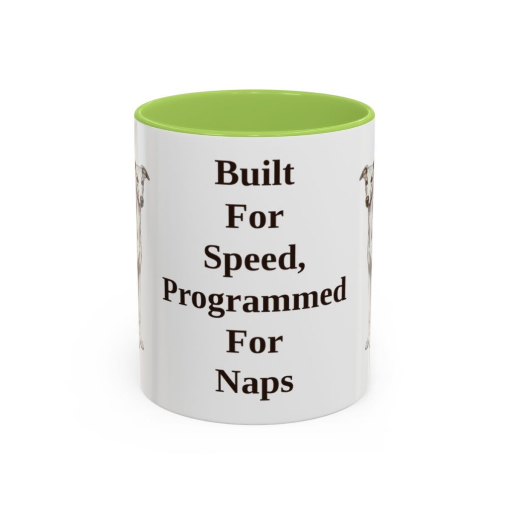 11oz-whippet-mug-humor-light-green 11oz Funny Whippet Mug, Light Green, front view