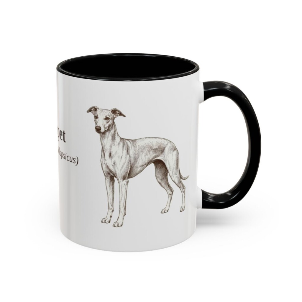11oz Whippet Latin Mug, Black, right side view