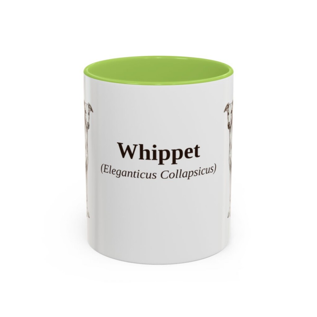 11oz Whippet Latin Mug, Light Green, front view