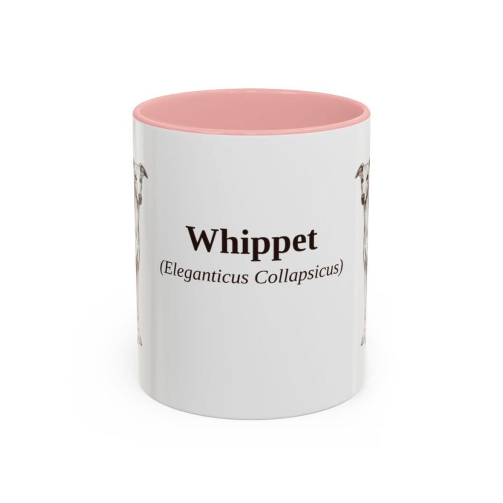 11oz Whippet Latin Mug, Pink, front view