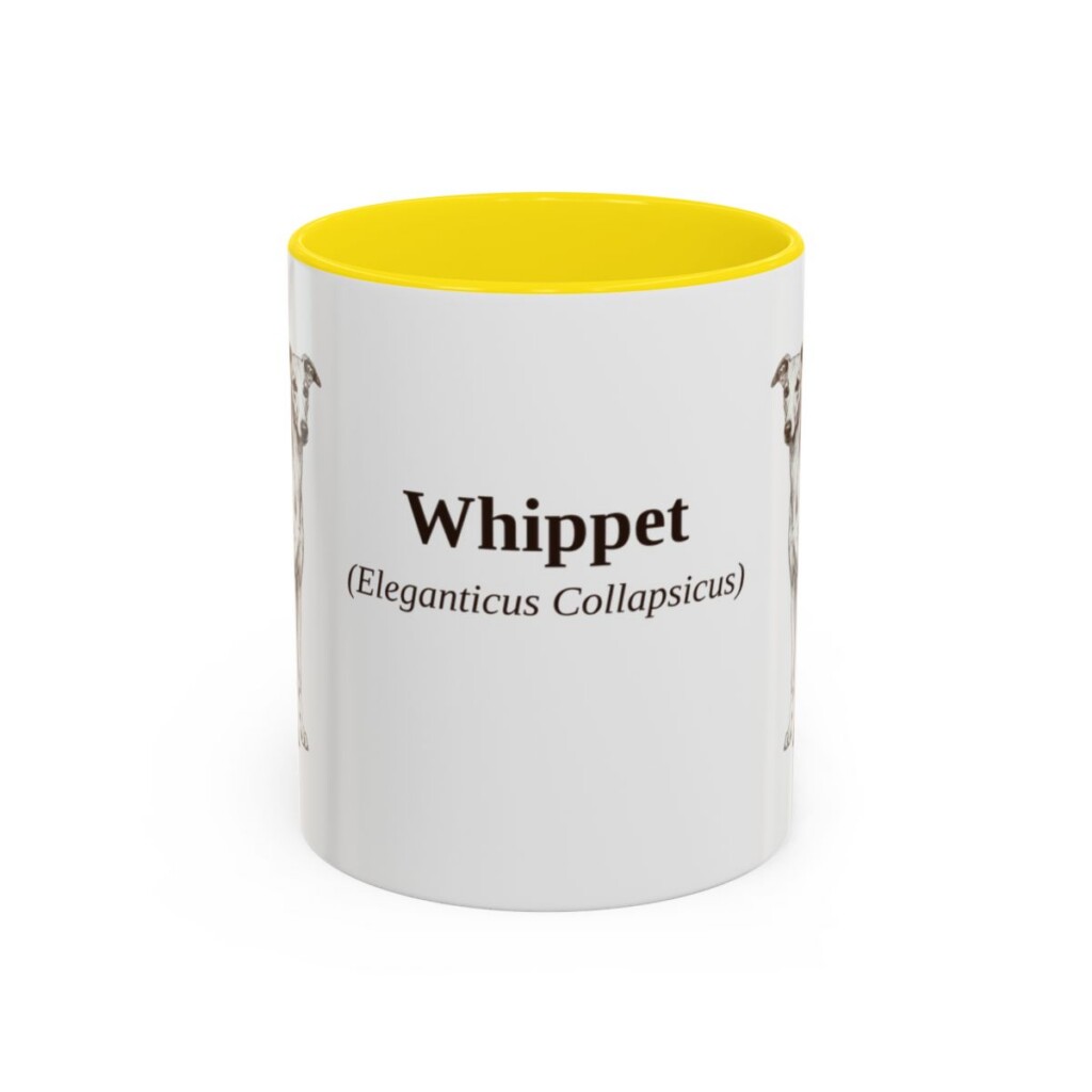 11oz Whippet Latin Mug, Yellow, front view