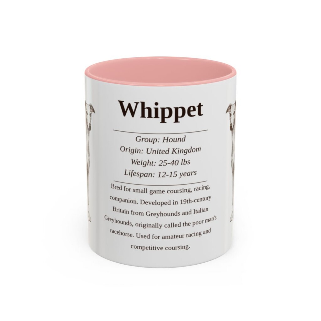 11oz Whippet Mug, Pink, front view