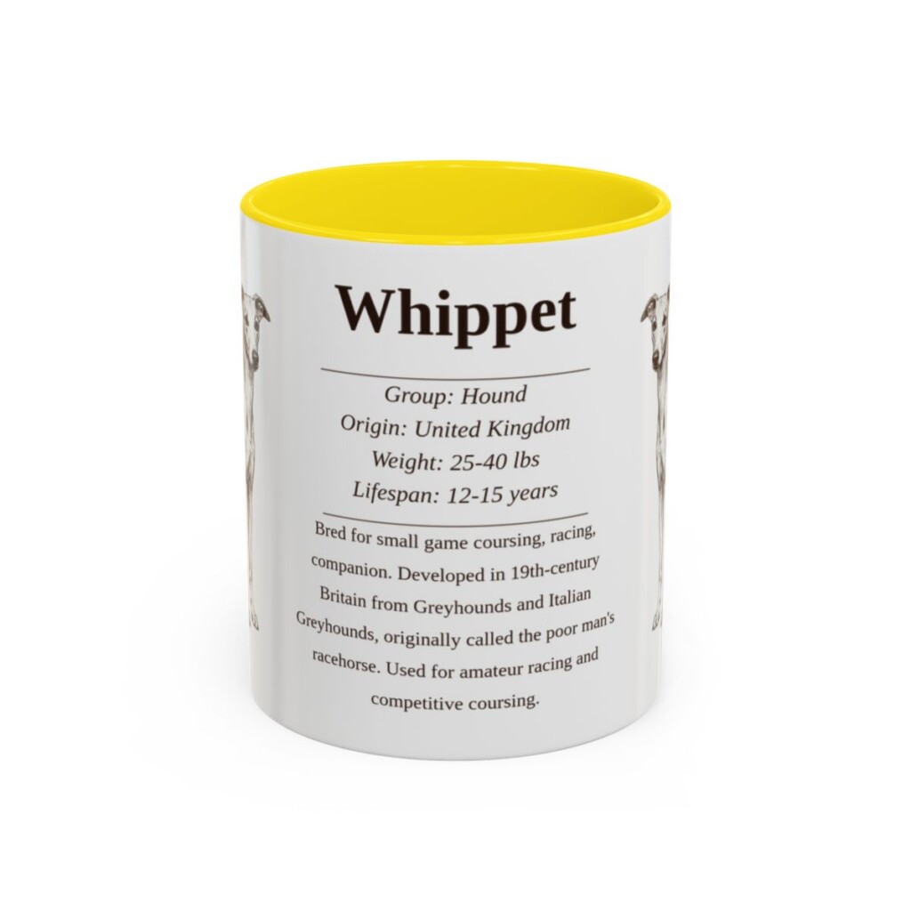 11oz Whippet Mug, Yellow, front view
