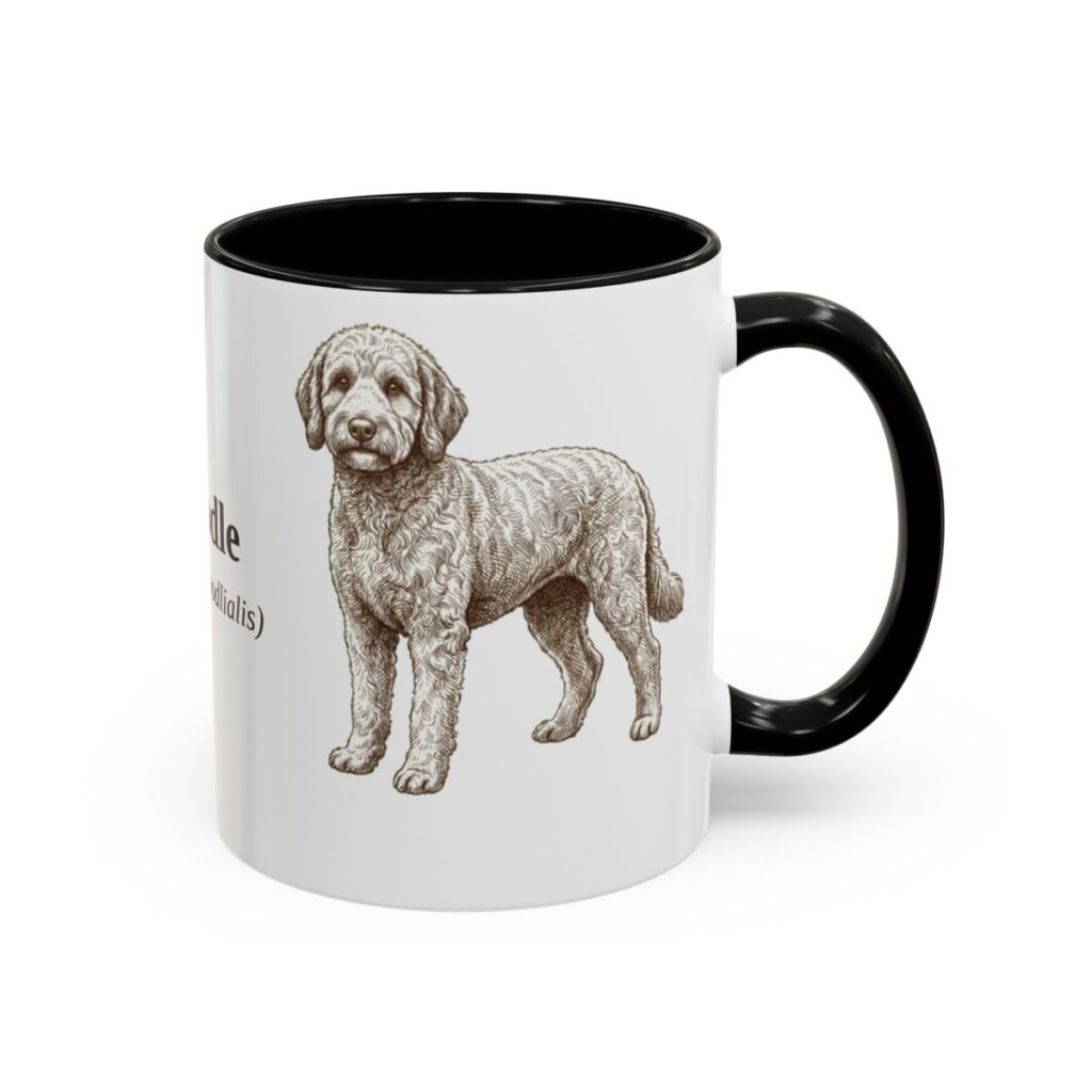 11oz Whoodle Latin Mug, Black, right side view