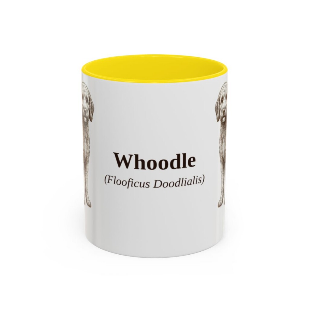 11oz Whoodle Latin Mug, Yellow, front view