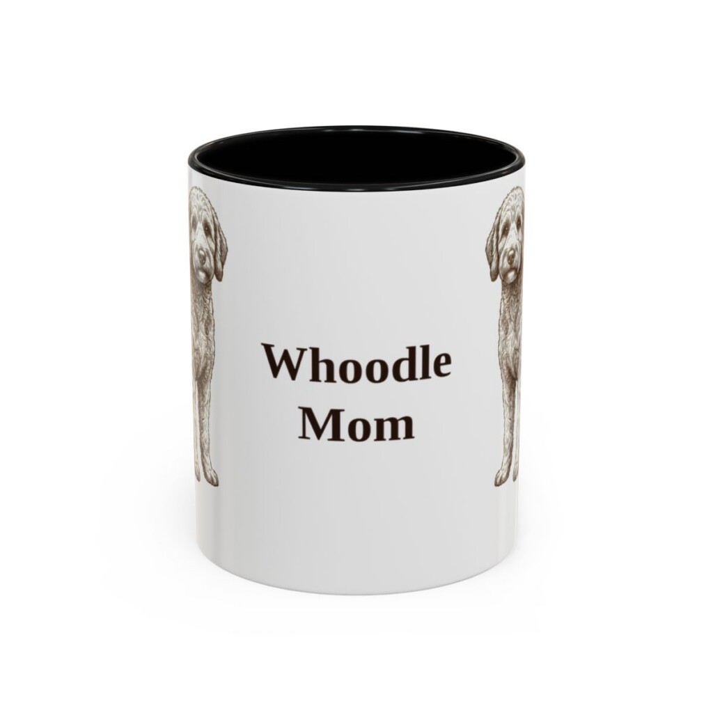 11oz Whoodle Dog Mom Mug, Black, front view