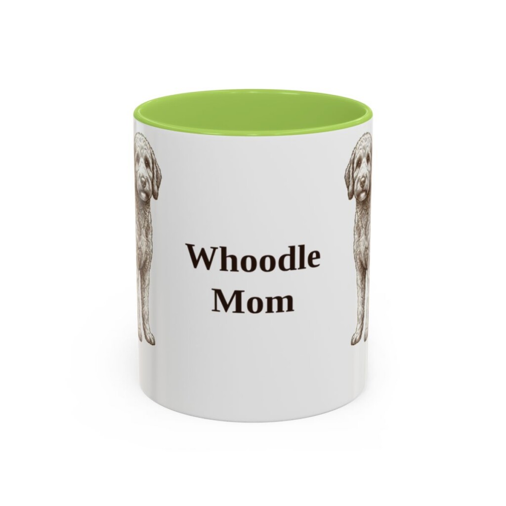 11oz Whoodle Dog Mom Mug, Light Green, front view