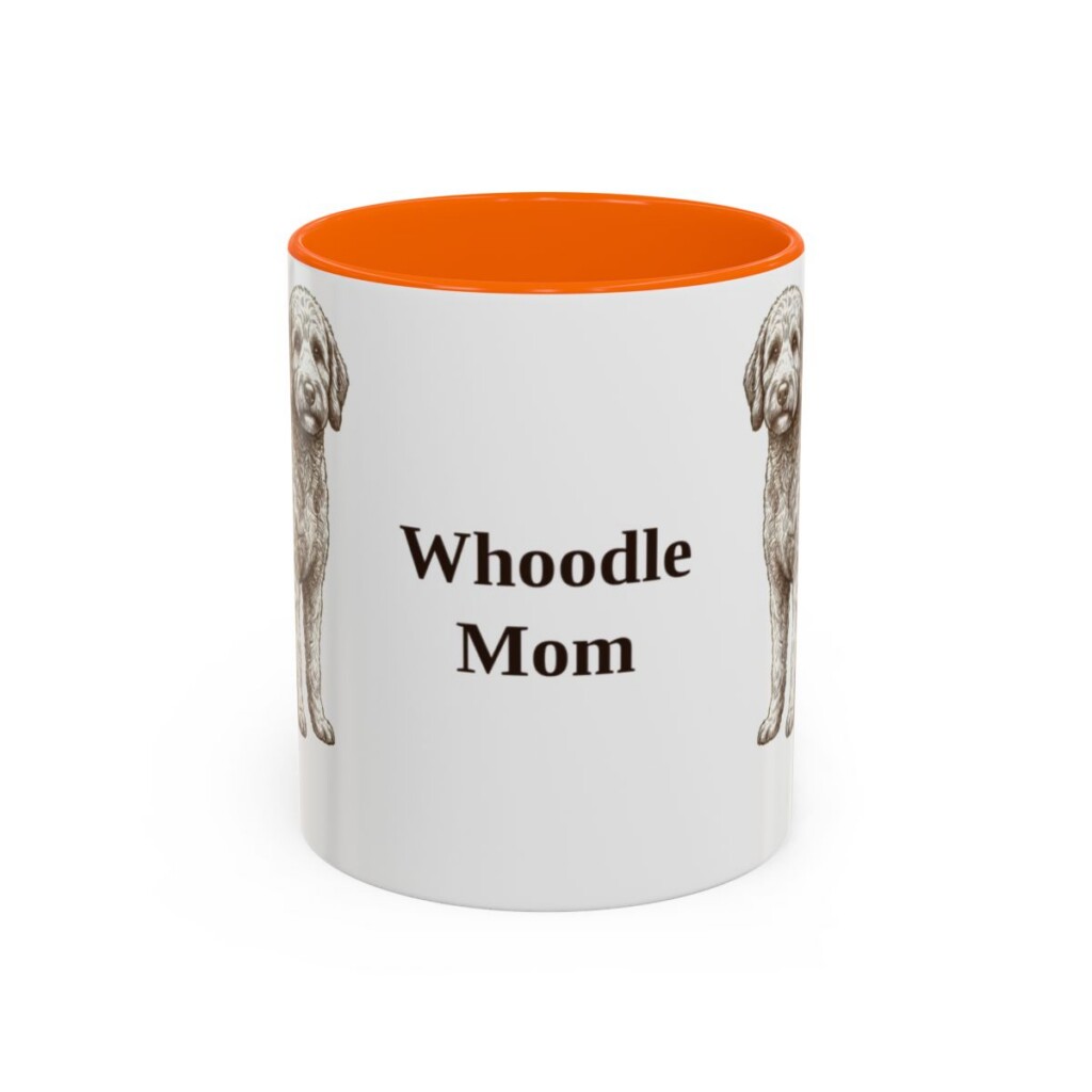 11oz Whoodle Dog Mom Mug, Orange, front view