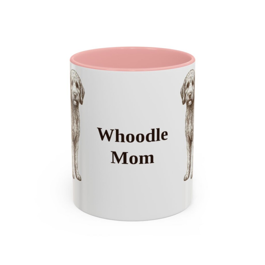 11oz Whoodle Dog Mom Mug, Pink, front view