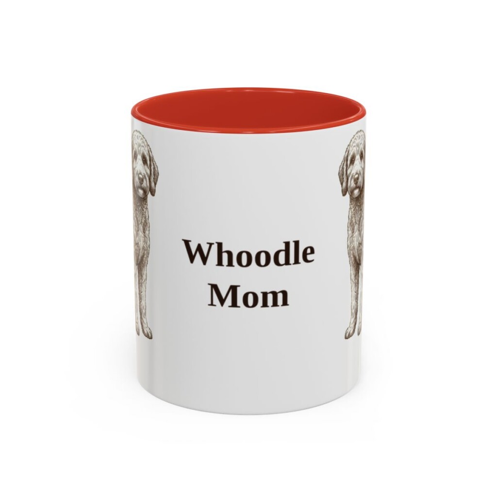 11oz Whoodle Dog Mom Mug, Red, front view