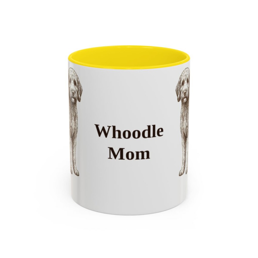 11oz Whoodle Dog Mom Mug, Yellow, front view