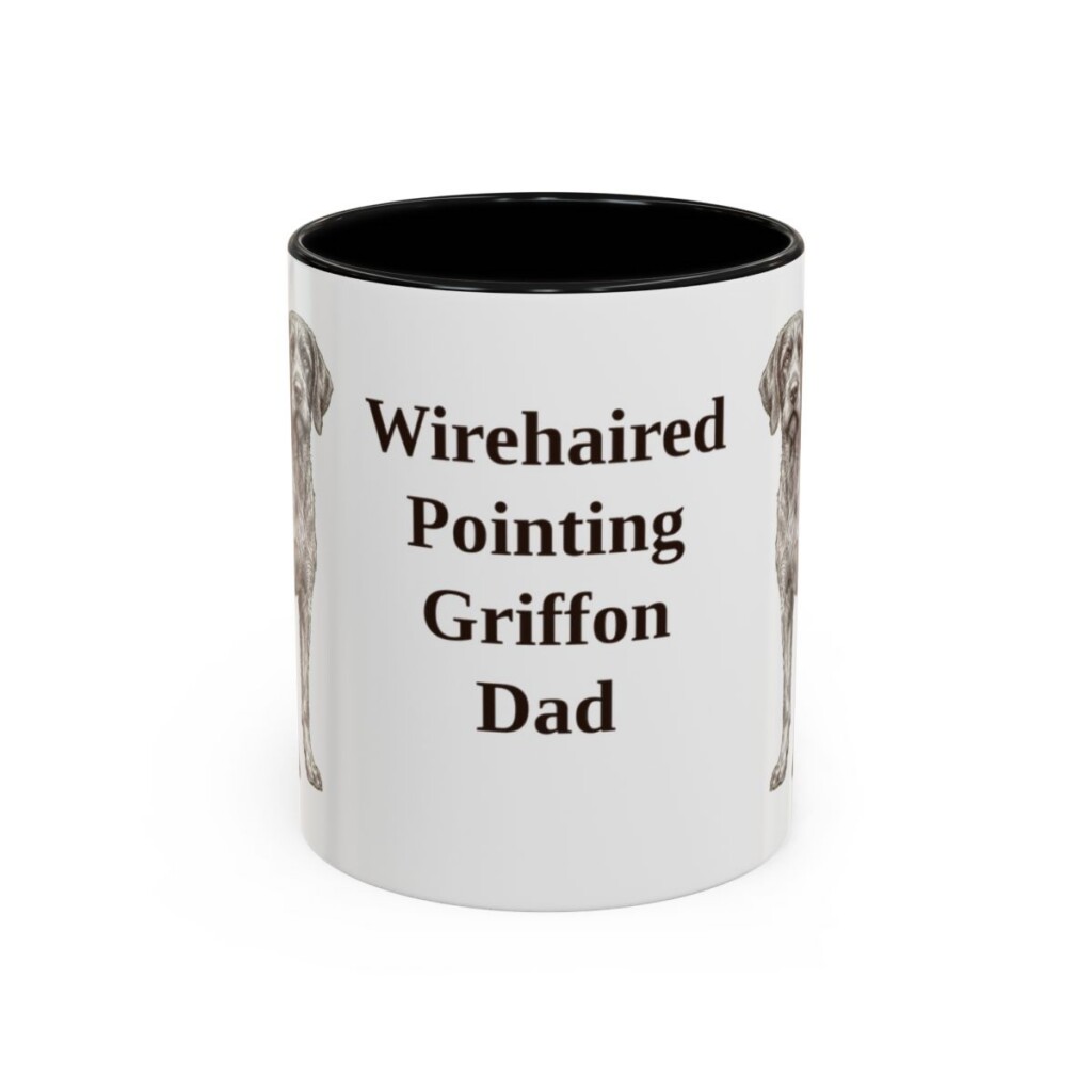 11oz Wirehaired Pointing Griffon Dog Dad Mug, Black, front view