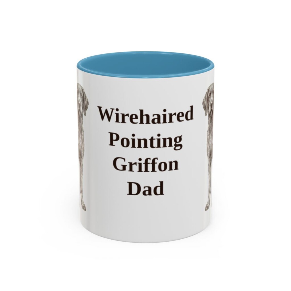 11oz Wirehaired Pointing Griffon Dog Dad Mug, Light Blue, front view