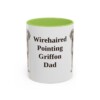 11oz Wirehaired Pointing Griffon Dog Dad Mug, Light Green, front view