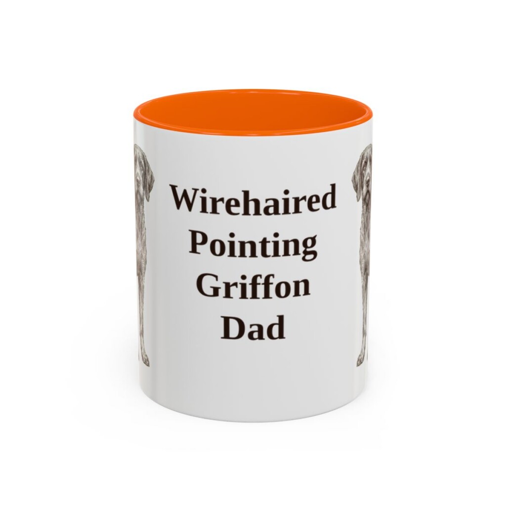 11oz Wirehaired Pointing Griffon Dog Dad Mug, Orange, front view