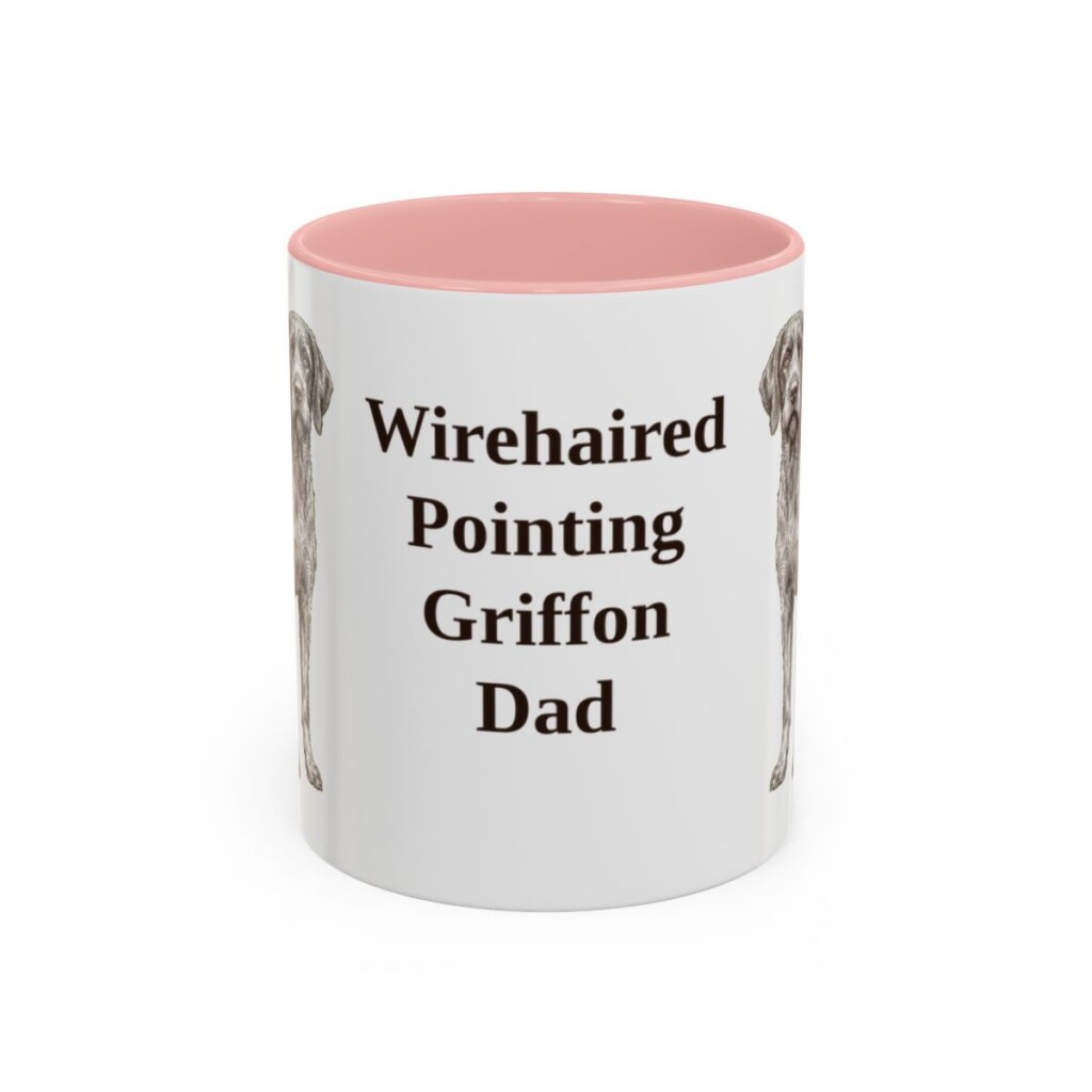 11oz Wirehaired Pointing Griffon Dog Dad Mug, Pink, front view